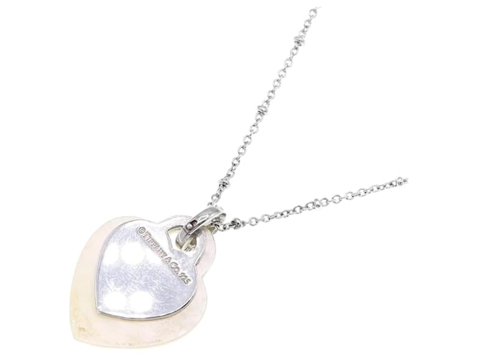 Tiffany & Co. Return to Shell Double Heart Tag Necklace Silver  ref.1446586