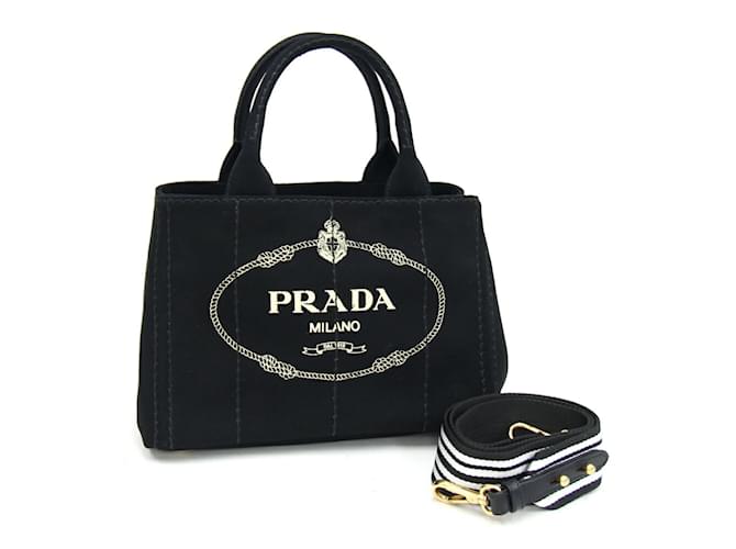 Bolsa de mão Prada Canapa 1BG439 - Bolsa de ombro em lona preta para mulheres Preto  ref.1446616