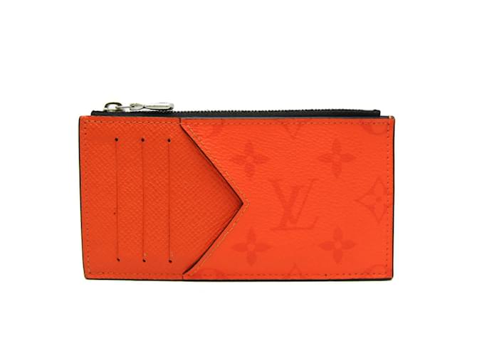 Louis Vuitton Taigarama Münz-Kartenhalter in Orange Leder  ref.1446649