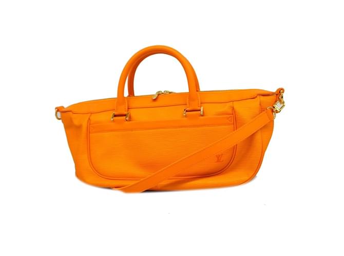 Louis Vuitton Epi Danura MM Handbag in Mandarin Orange Grey Leather  ref.1446682