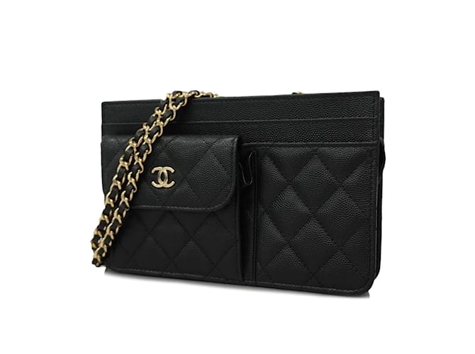 Timeless Carteira de ombro em couro caviar preto Chanel  ref.1446714