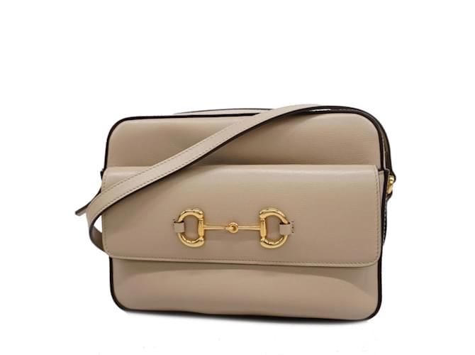 Borsa a spalla in pelle beige Gucci con dettaglio a morsetto  ref.1446715