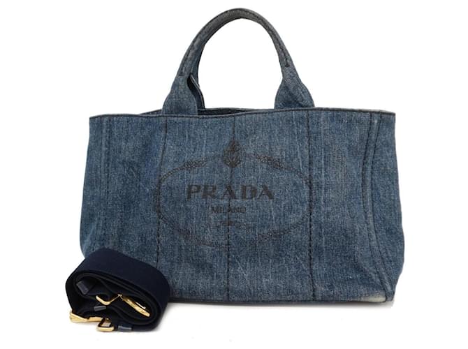 Borsa in denim Prada blu per donne Giovanni  ref.1446718