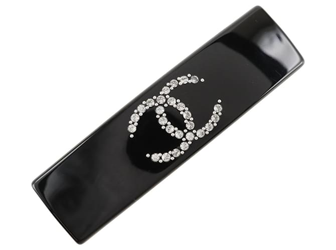 Timeless Fermaglio Chanel Coco Mark in nero con strass Plastica  ref.1446854