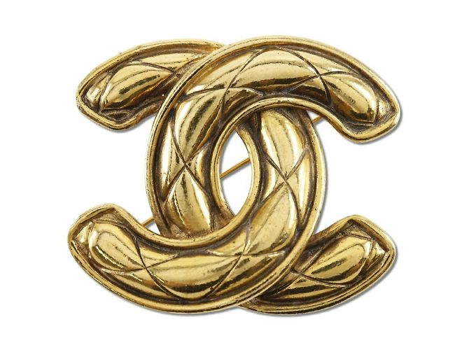 Timeless Broche banhada a ouro Chanel Coco Mark