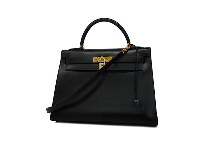 Hermès Borsa Hermes Kelly 32 in pelle di vitello nera Nero Vitello simile a un vitello  ref.1447028