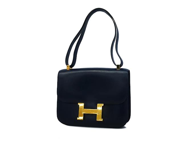 Hermès Hermes Constance 24 Shoulder Bag in Navy Box Calf Leather Navy blue Pony-style calfskin  ref.1447068