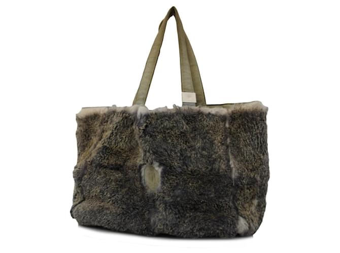 Timeless Chanel Gray Fur Tote Bag for Women Brown  ref.1447074