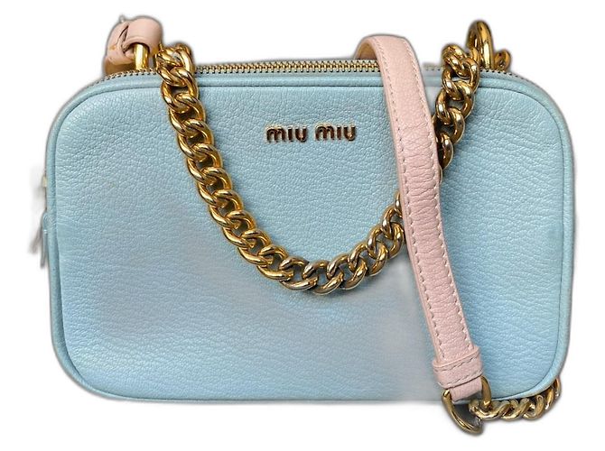 Borsa a spalla Miu Miu Camera azzurro pelle Blu chiaro