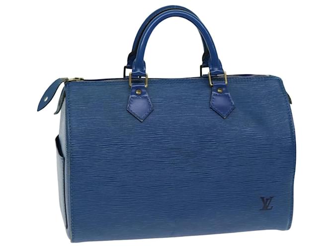 LOUIS VUITTON Epi Speedy 30 Bolsa de Mão Azul Toledo M43005 LV Auth 78986 Couro  ref.1447161