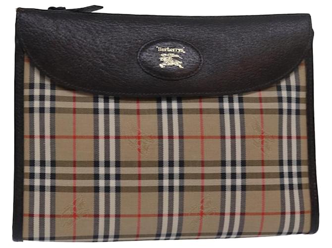 Autre Marque Burberrys Nova Check Clutch Bag aus Canvas Beige Auth 79427 Leinwand  ref.1447174