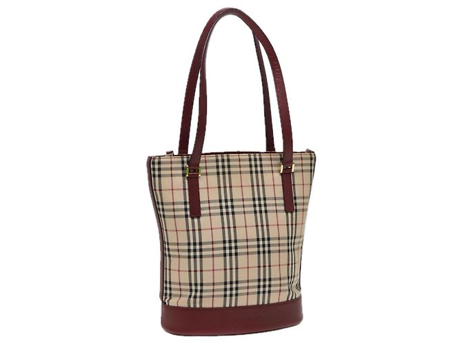 Bolsa tote em canvas bege com estampa Nova Check da BURBERRY Auth mr278