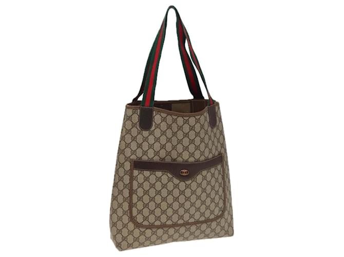 GUCCI GG Supreme Web Sherry Line Sac Tote PVC Beige Rouge 378 02 003 Auth 79623  ref.1447296