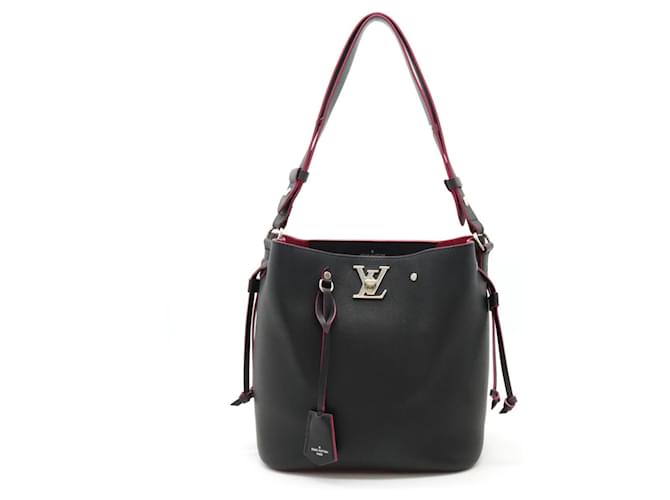 Louis Vuitton Lockme Bucket Shoulder Bag - Noir & Pink Black Leather  ref.1447434