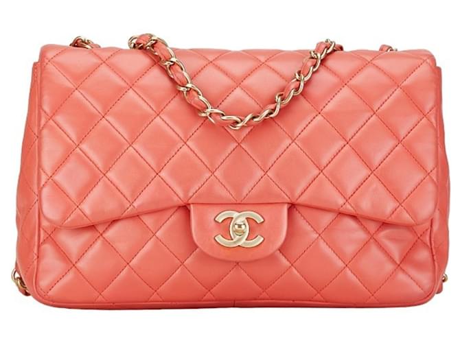 Timeless Chanel Matelasse Coco Mark Chain Shoulder Bag in Salmon Pink Leather  ref.1447495