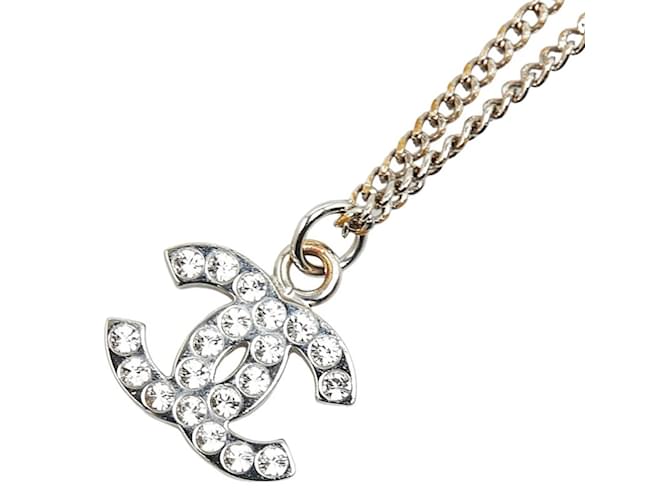 Timeless Chanel Coco Mark Rhinestone Necklace for Women Silvery Metal ref.1447702 Joli Closet