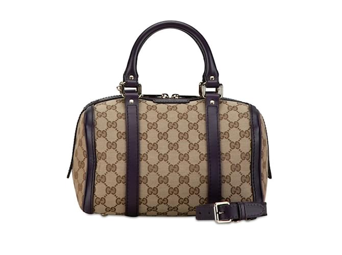 Bolso Boston Gucci GG Canvas - Beige y Púrpura Cuero Lienzo  ref.1447707