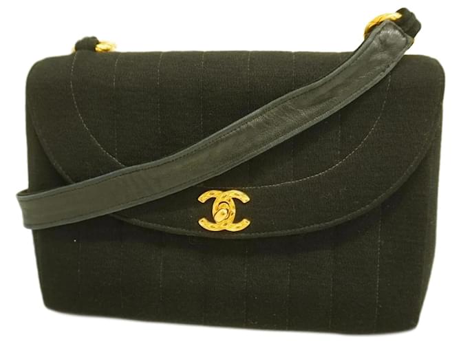 Borsa a spalla in cotone nero Chanel Mademoiselle  ref.1447870