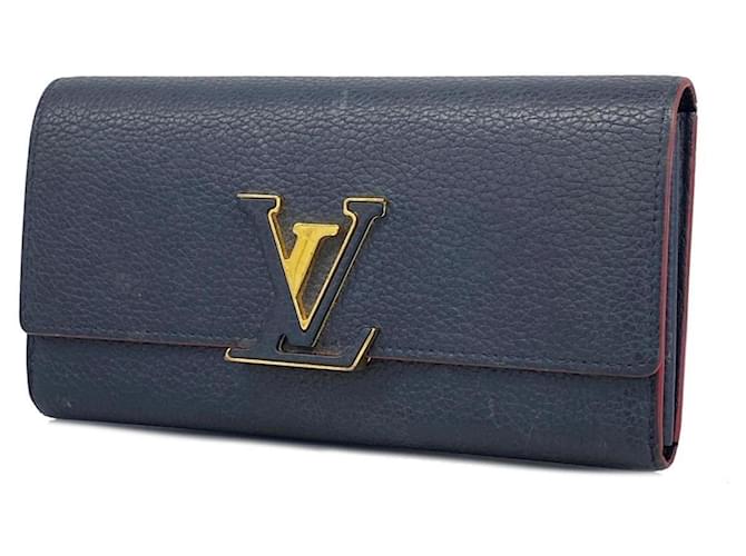 Portafoglio Lungo Capucines in Taurillon Louis Vuitton in Marine Rouge Rosso  ref.1447871