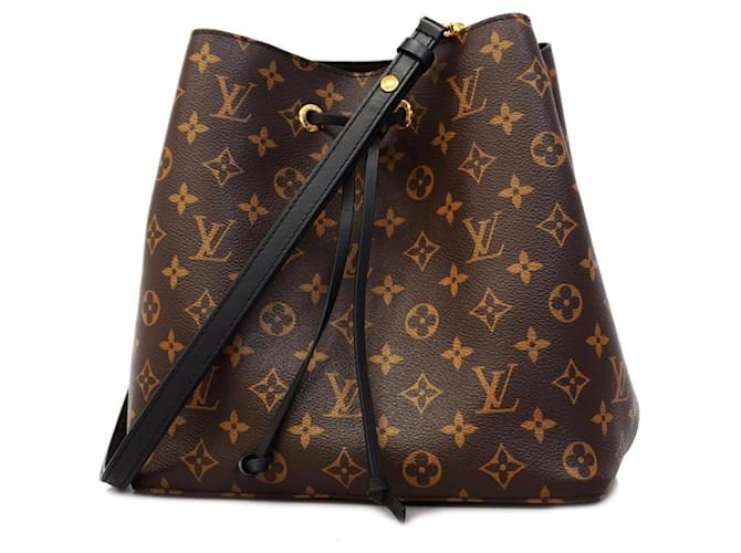 Néonoé Bolsa de Ombro NeoNoe Monograma Louis Vuitton em Noir Preto Couro envernizado  ref.1447872