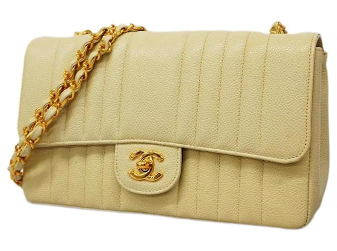 Chanel Mademoiselle White Caviar Leather Shoulder Bag  ref.1447885