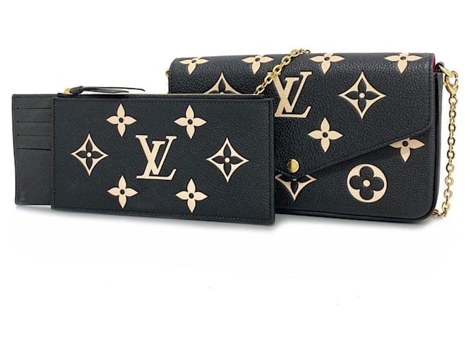 Louis Vuitton Monogram Empreinte Bicolor Pochette Felicie Shoulder Wallet Black Beige  ref.1447914