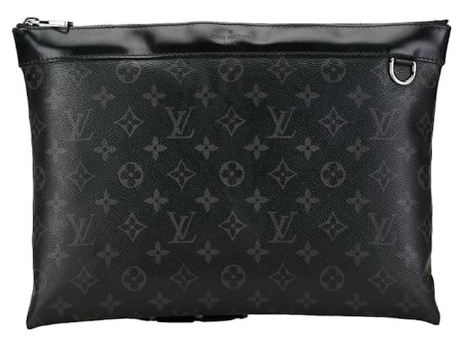 Louis Vuitton Monogram Eclipse Clutch Tasche Schwarz Leinwand  ref.1448100