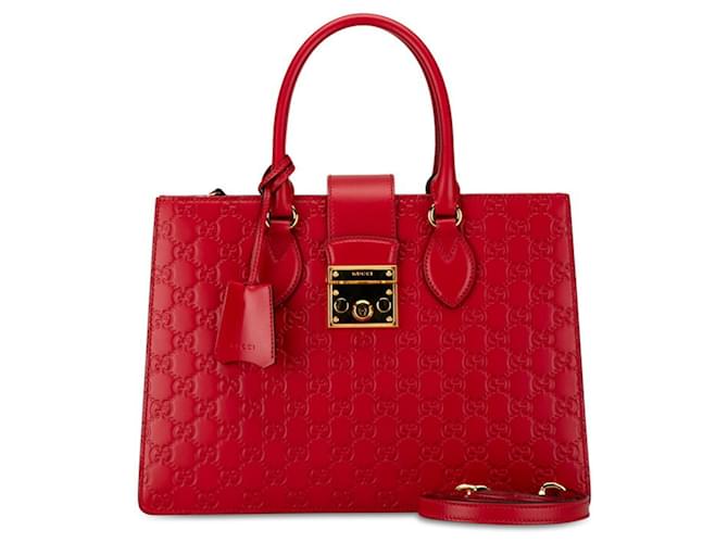 Gucci Guccissima Red Leather Handbag  ref.1448147