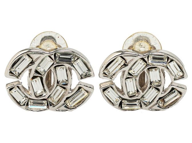 Pendientes de cubo con strass Chanel Coco Mark Plata 