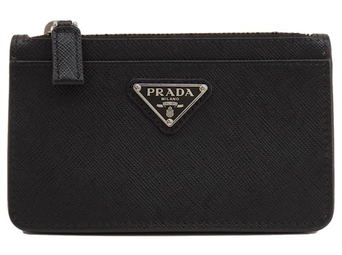 Porta-moedas de couro Saffiano Prada Preto  ref.1448422