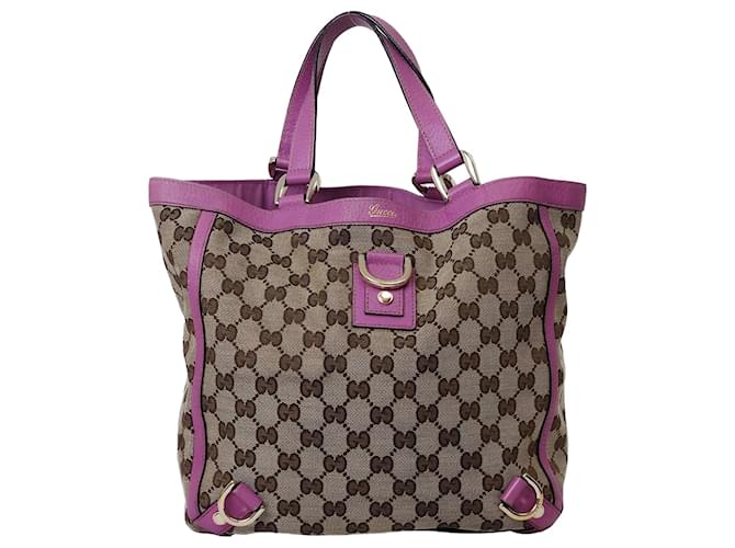 Bolso tote Gucci Abby GG de lona Castaño Rosa Lienzo  ref.1448432