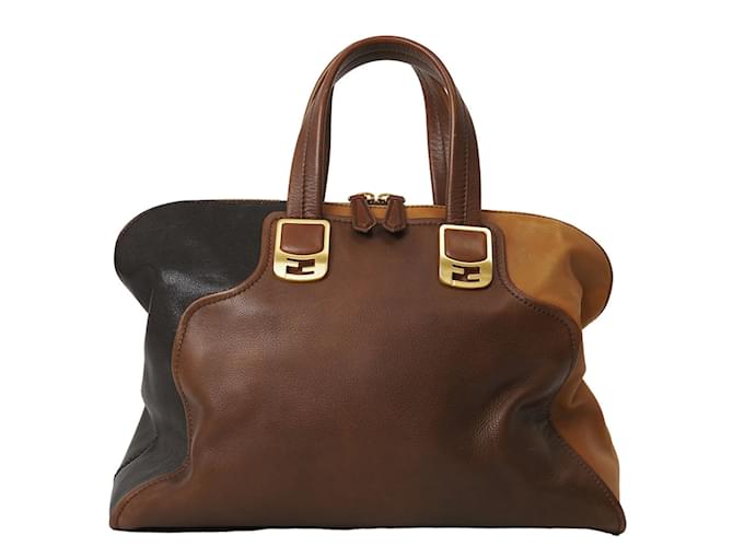 Borsa Chameleon Fendi - Borsa in pelle marrone  ref.1448433