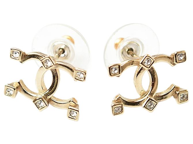 Boucles d'oreilles en strass doré Chanel