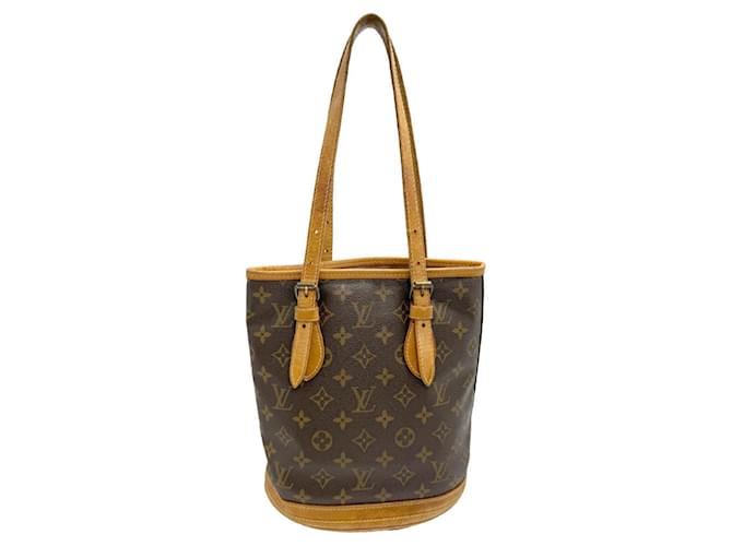 Bolso Monogram Bucket PM Louis Vuitton Castaño Charol  ref.1448566