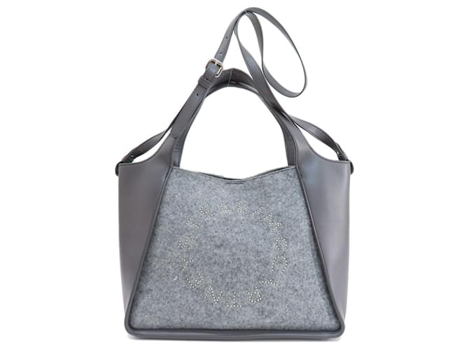 Stella Mc Cartney Stella McCartney Gray Wool and Leather Handbag Brown  ref.1448666