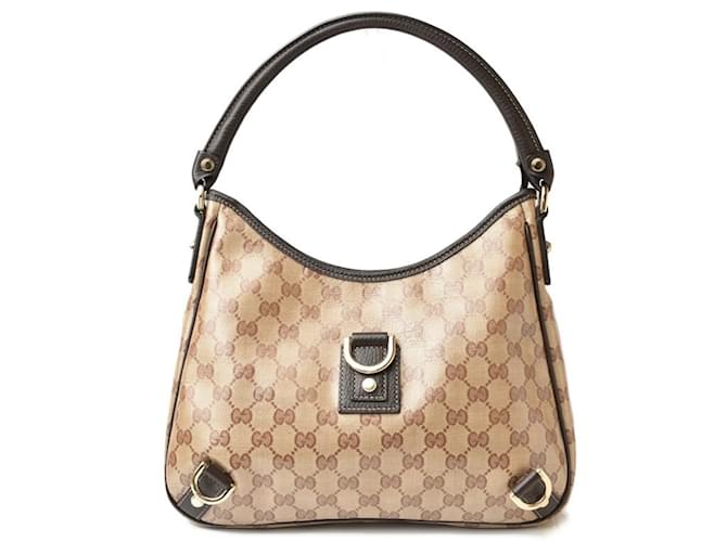 Gucci GG Crystal Abby Shoulder Bag Brown Beige Leather Cloth  ref.1448680