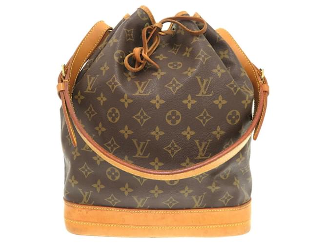 Noe Bolsa de Ombro Noé Monograma Louis Vuitton Marrom Couro envernizado  ref.1448725