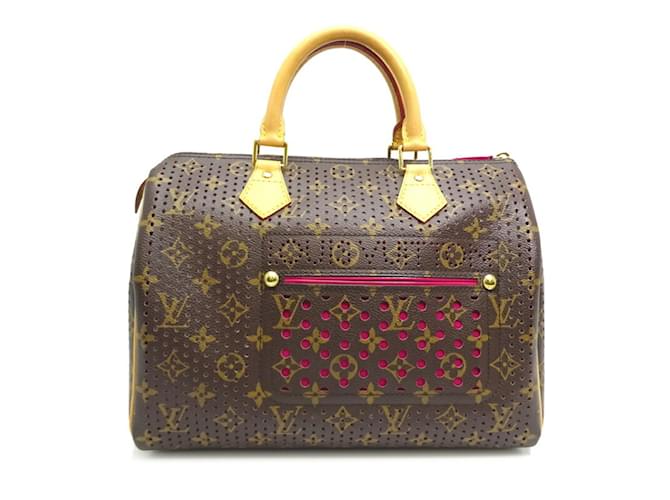 Sac à main Louis Vuitton Speedy 30 Tissu Marron Rose Fuschia  ref.1448805