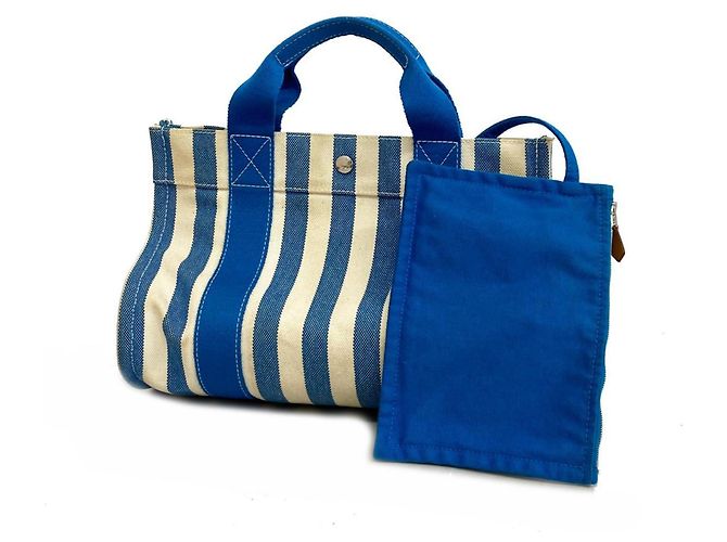 Hermès Hermes Tote Bag Cannes PM aus blauer Leinwand