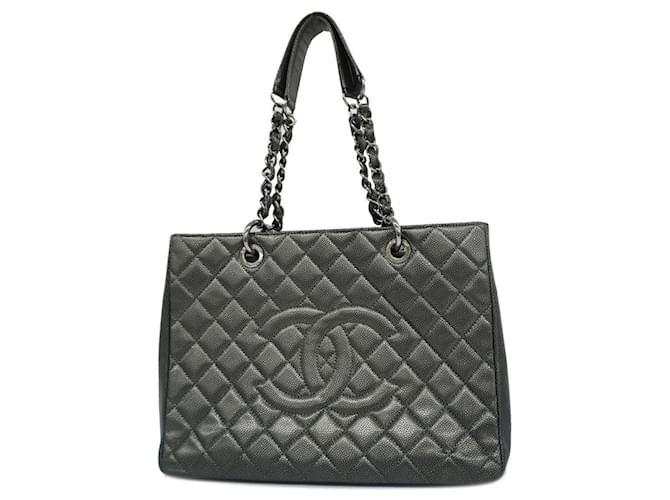 Borsa a spalla in pelle caviar grigia metallica Chanel Metallico  ref.1448901