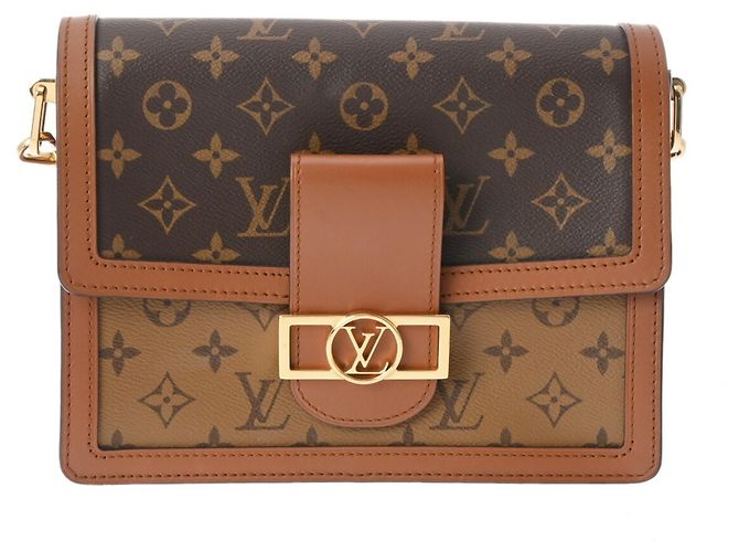 Dauphine MM Schultertasche Monogramm Reverse Louis Vuitton Braun 
