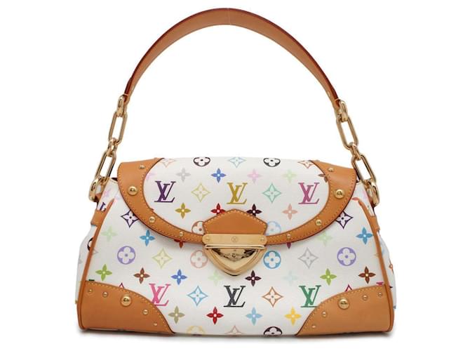 Beverly Monogramm Multicolore Schultertasche Louis Vuitton Weiß Leinwand  ref.1449003