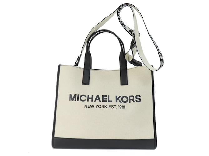 Michael Kors Women's Tote Bag Black White Leather Cloth  ref.1449032