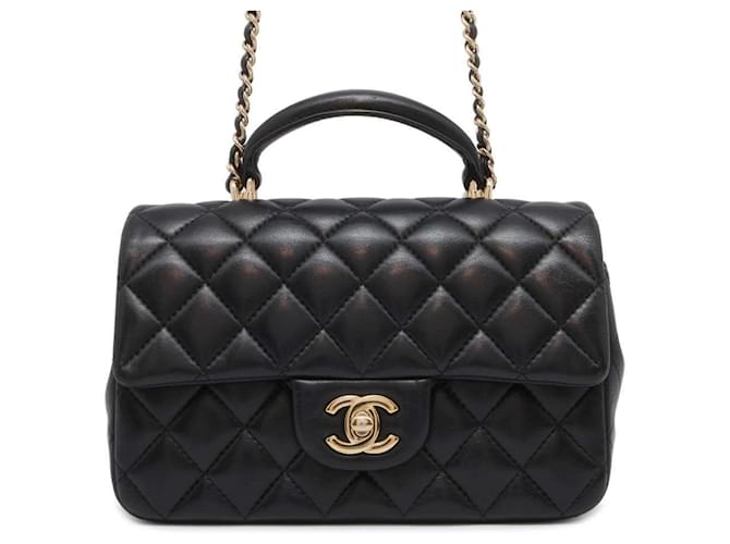 Borsa a spalla mini Matelassé Chanel Nero Pelle  ref.1449050