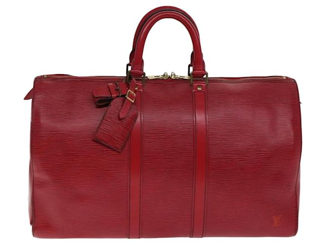 Louis Vuitton Keepall 45 Red Leather  ref.1449199