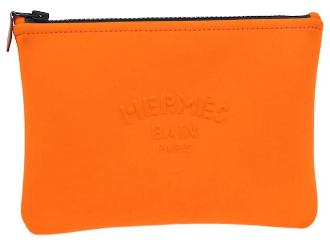 Hermès Hermes Orange Neoprene Small Neobain Pouch Cloth  ref.1449223