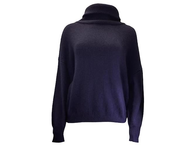 Hermès Maglione a collo alto in cashmere e mohair blu navy a maniche lunghe di Hermes Cachemire  ref.1449252