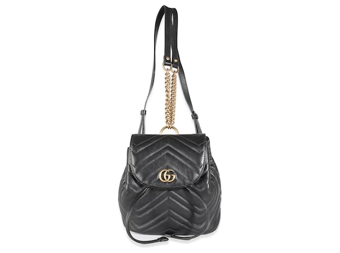 Sac à dos Gucci Mini GG Marmont en cuir matelassé noir  ref.1449332