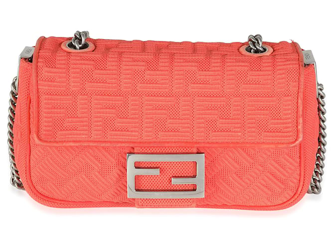 Sac Baguette Midi Chaîne en Tissu Technique FF Tulipano de Fendi Orange  ref.1449422