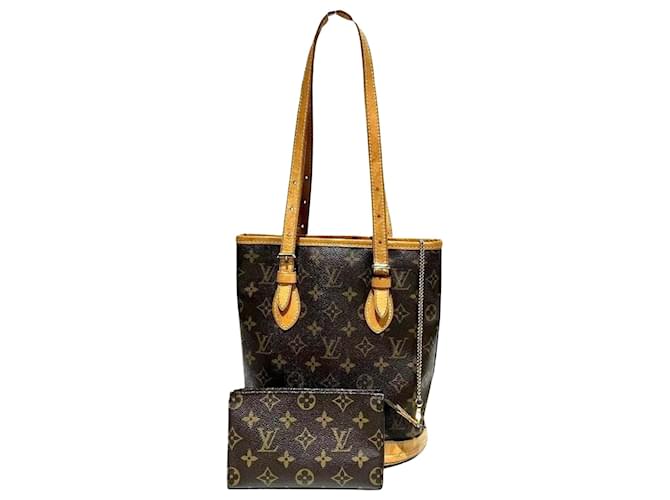 Bucket PM Louis Vuitton Marrom Lona  ref.1449610